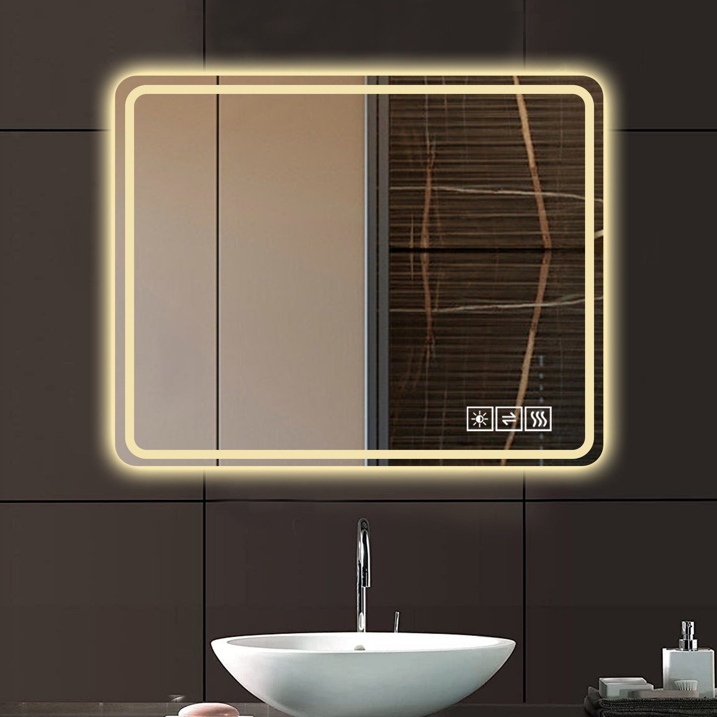LED Bathroom Mirror Vanity Mirrors With Front Lights, Wall Mounted Anti-Fog Frameless Make Up Mirror With Light Copper-Free Mirror Horizontal Or Vertical - Clear