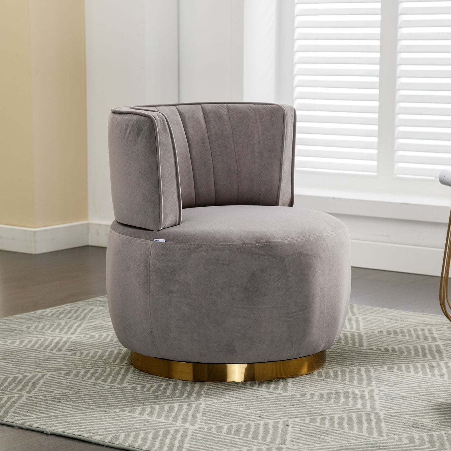 Swivel Barrel Chair, Round Armchairs With Fluffy, 360 Degree Swivel - Gray