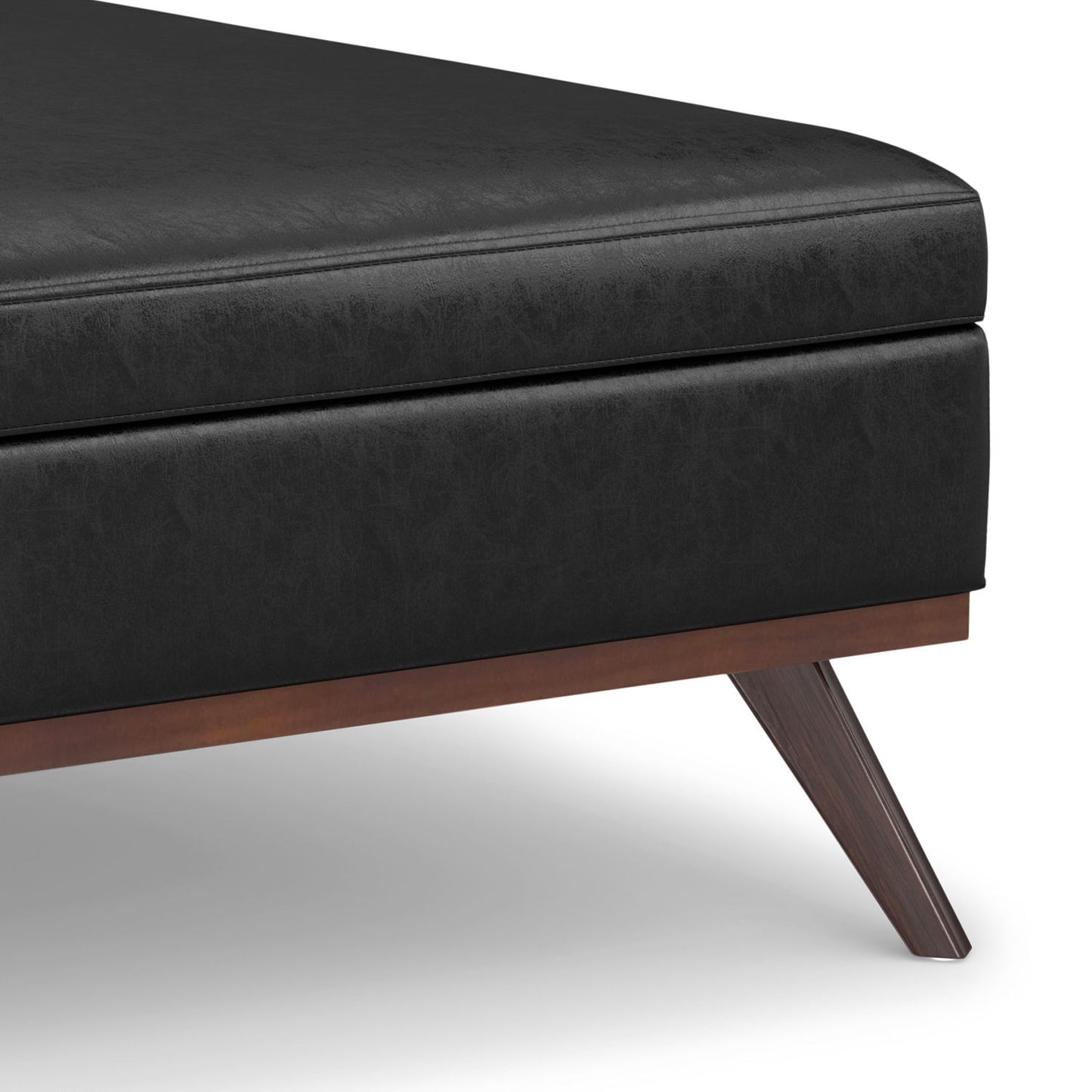 Owen - Extra Large Square Coffee Table Storage Ottoman - Distressed Black