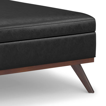 Owen - Extra Large Square Coffee Table Storage Ottoman - Distressed Black