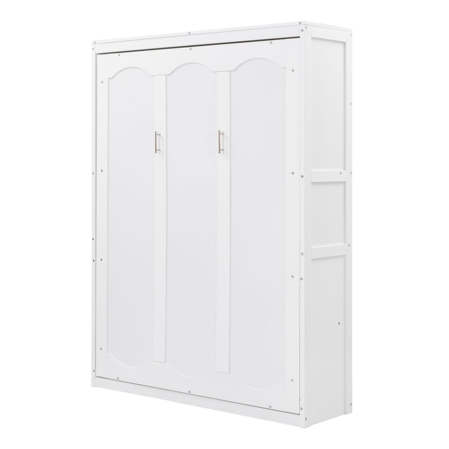 Full Size Murphy Classic Wall Bed With Shelves - White