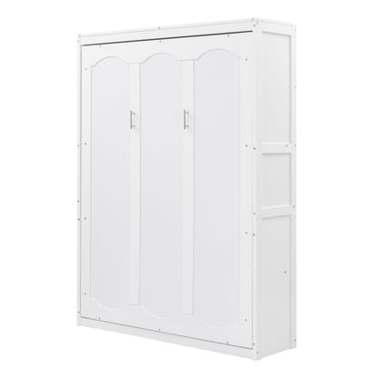 Full Size Murphy Classic Wall Bed With Shelves - White