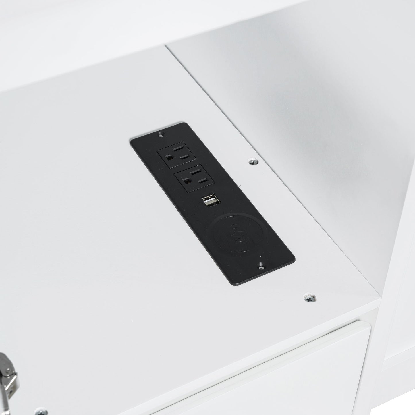 Full Size Murphy Bed With Drawers, Cabinets And USB Ports - White