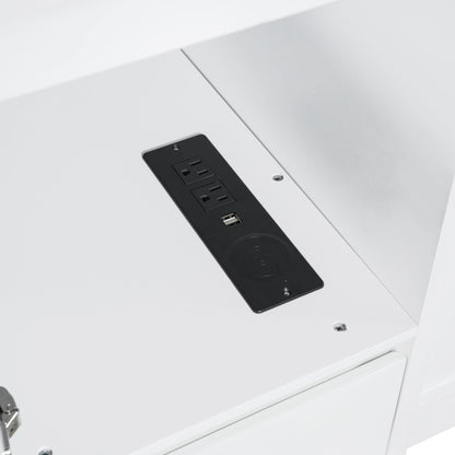 Full Size Murphy Bed With Drawers, Cabinets And USB Ports - White