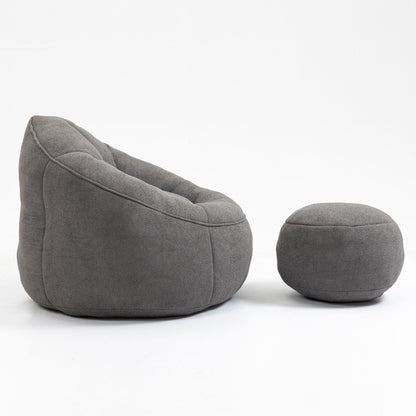 Bedding Bean Bag Sofa Chair High Pressure Foam Bean Bag Chair Adult Material With Padded Foam Padding Compressed Bean Bag With Footrest - Gray
