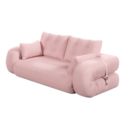 Human Dog Bed, Lazy Sofa Couch, Multifunctional Foldable Sofa Bed, 3 In 1 Teddy Fabric Sleeper Sofa Bed For Living Room Guest Bed, Playroom - Pink