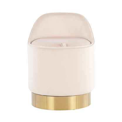 Marla - Contemporary / Glam Vanity Stool - Gold / Cream