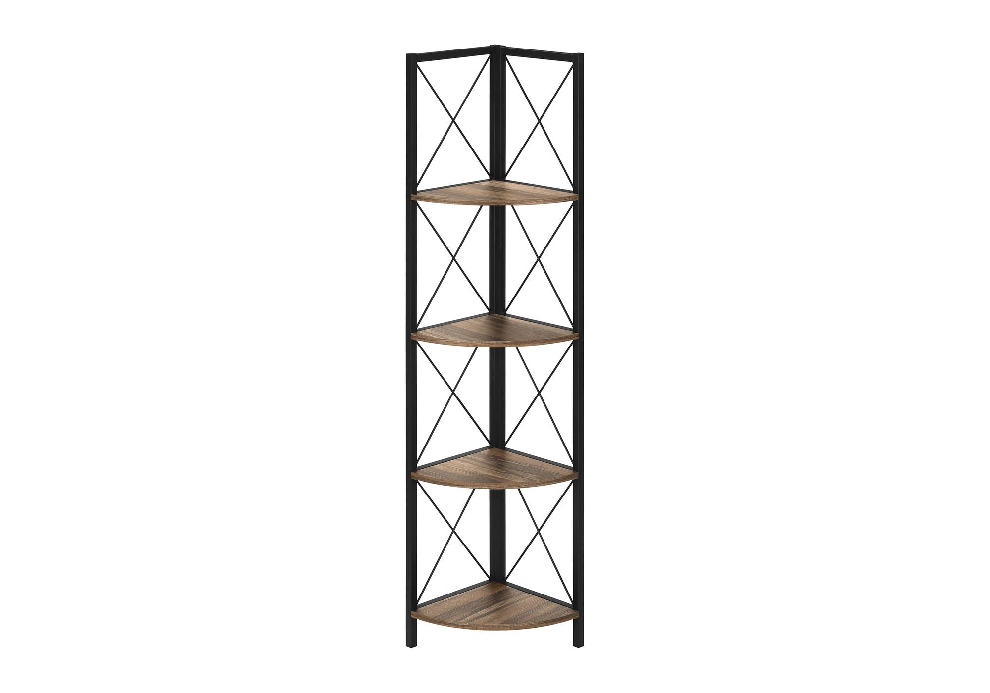 Bookshelf, Bookcase, Etagere, Corner, 4 Tier, Office, Contemporary & Modern - Brown