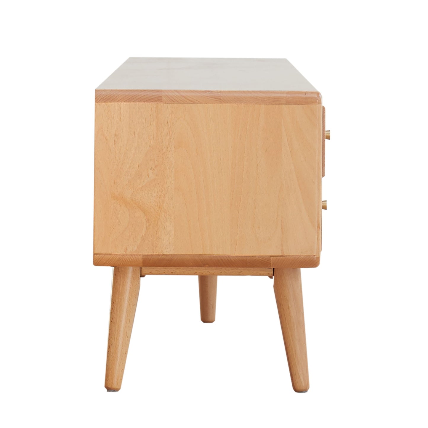 TV Cabinet With Chinese Changhong Glass Doors, Two Drawer Storage Space TV Standing - Natural