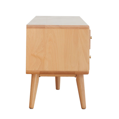 TV Cabinet With Chinese Changhong Glass Doors, Two Drawer Storage Space TV Standing - Natural
