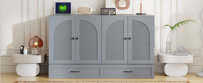 Queen Size Murphy Bed With Large Drawers - Gray
