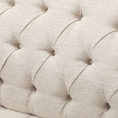 Comfy 3 Seat Sofa With Wooden Legs, For Living Room And Study - Beige