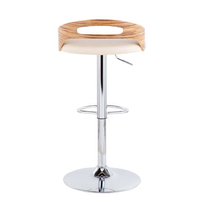 Cassis - Mid-Century Modern Adjustable Barstool With Swivel - Zebra / Cream