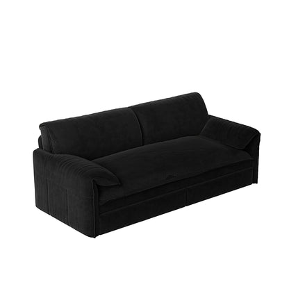 Queen Pull Out Sofa Bed, 3 In 1 Convertible Sleeper Sofa With Side Storage Multifunctional Velvet Loveseat Bed For Living Room - Black