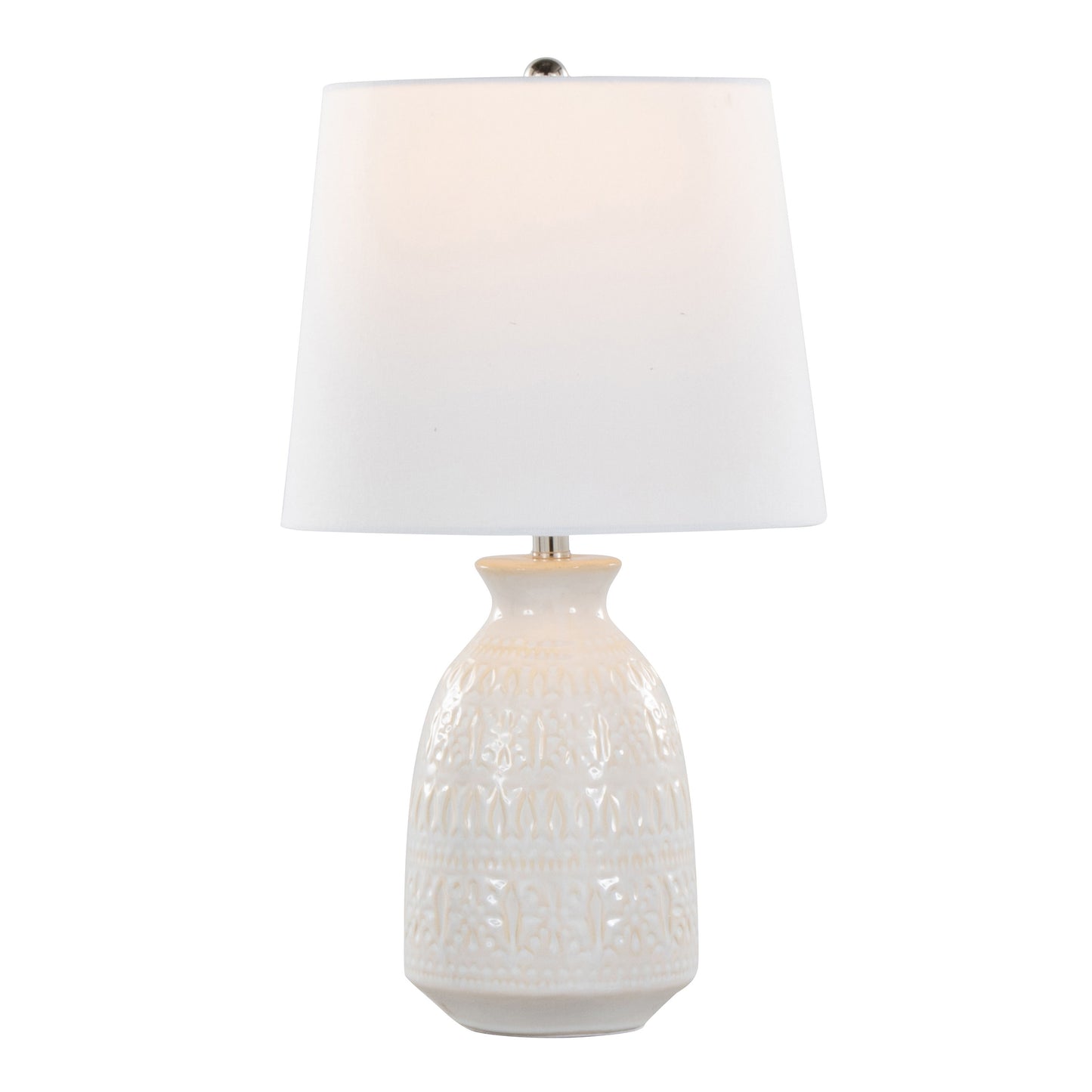 Claudia - Contemporary Lamp (Set of 2) - Off White / Polished Nickel / White