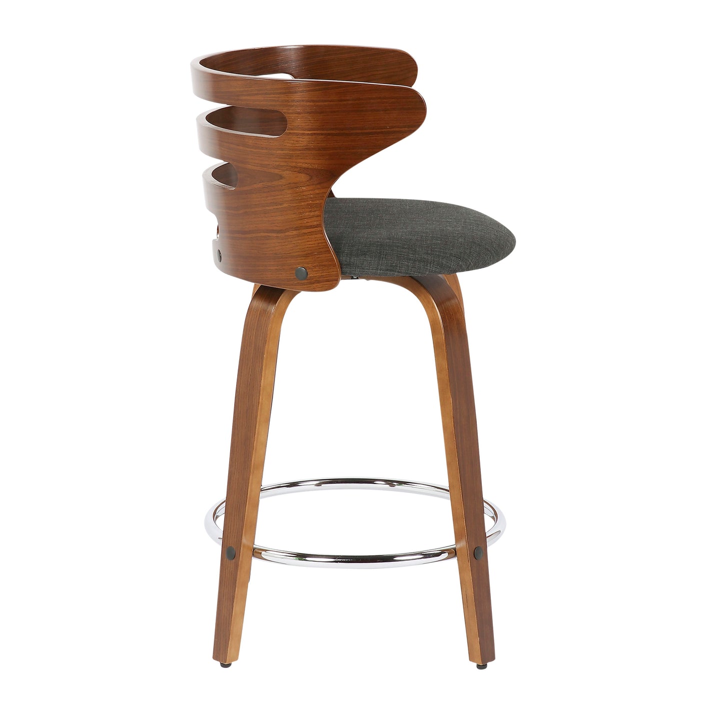 Cosini - Mid-Century Modern Counter Stool With Swivel (Set of 2) - Walnut / Charcoal