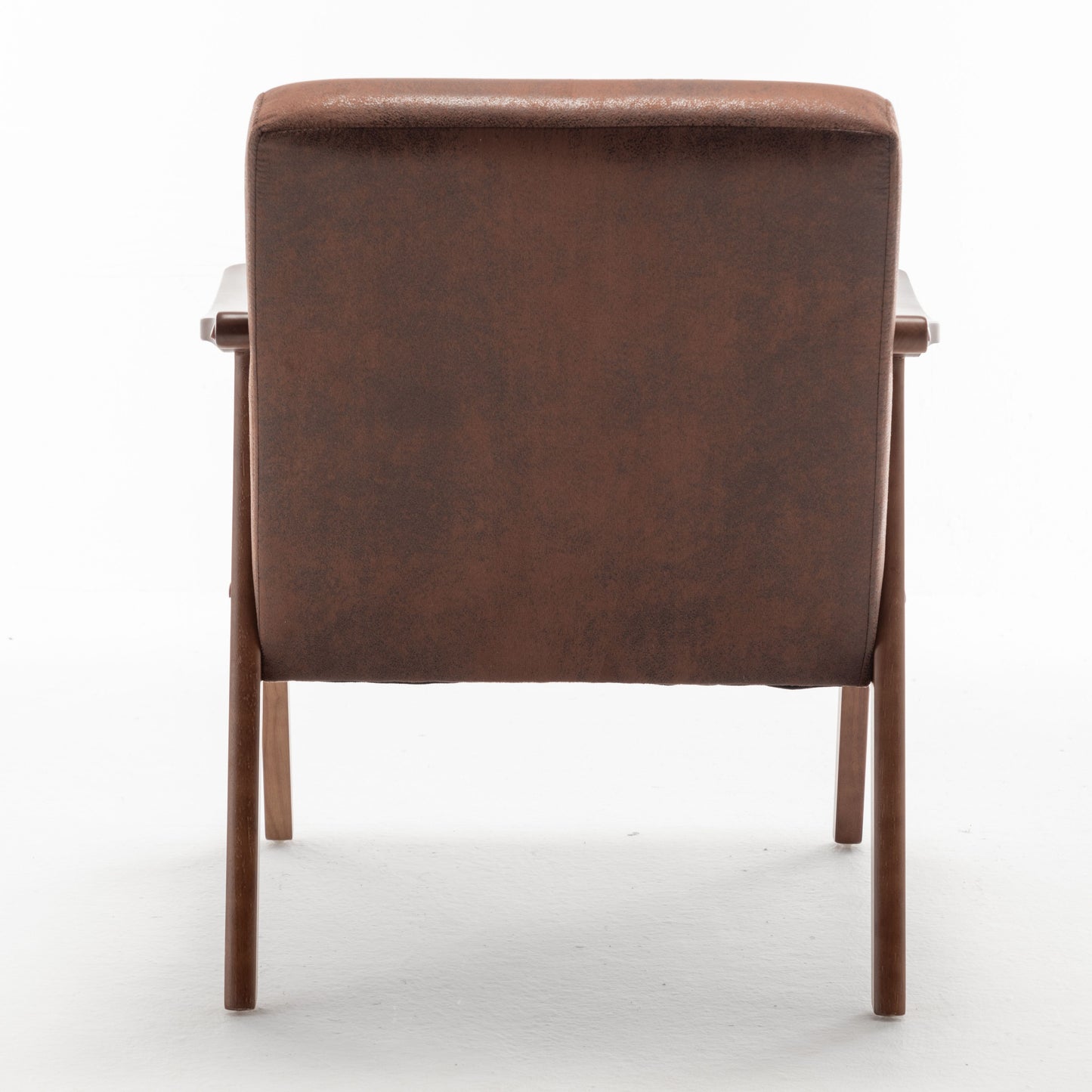 Mid Century Modern Wingback Accent Chair With Solid Wood Frame And Extra Thick Backrest - Lounge Chair For Living Room, Bedroom, Or Reading Room - Brown