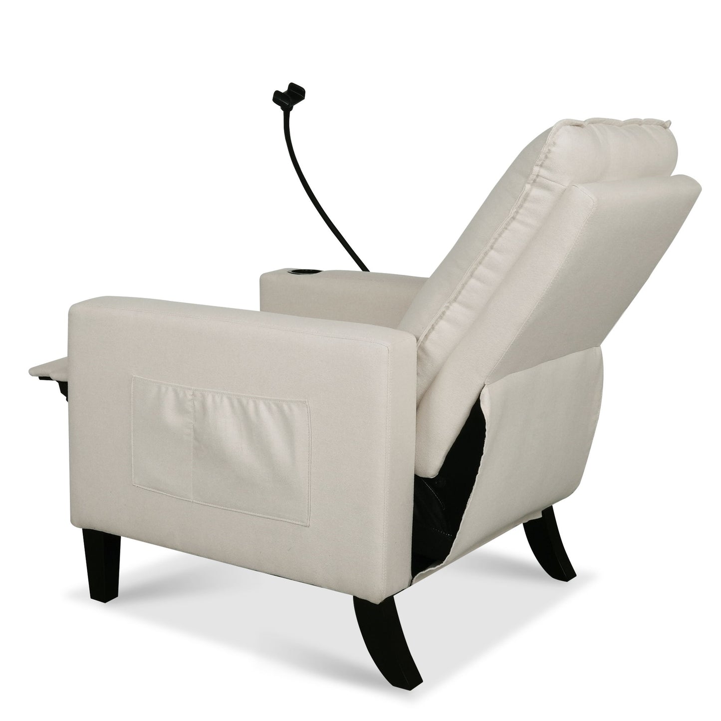 Recliner Chairs For Adults, Adjustable Recliner Sofa With Mobile Phone Holder & Cup Holder, Modern Reclining Chairs Fabric Push Back Recliner Chairs For Living Room, Bedroom - Beige