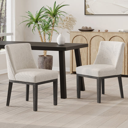 Modern Dining Chair With Durable Fabric Upholstery And Sturdy Wooden Frame (Set of 2) - Light Gray