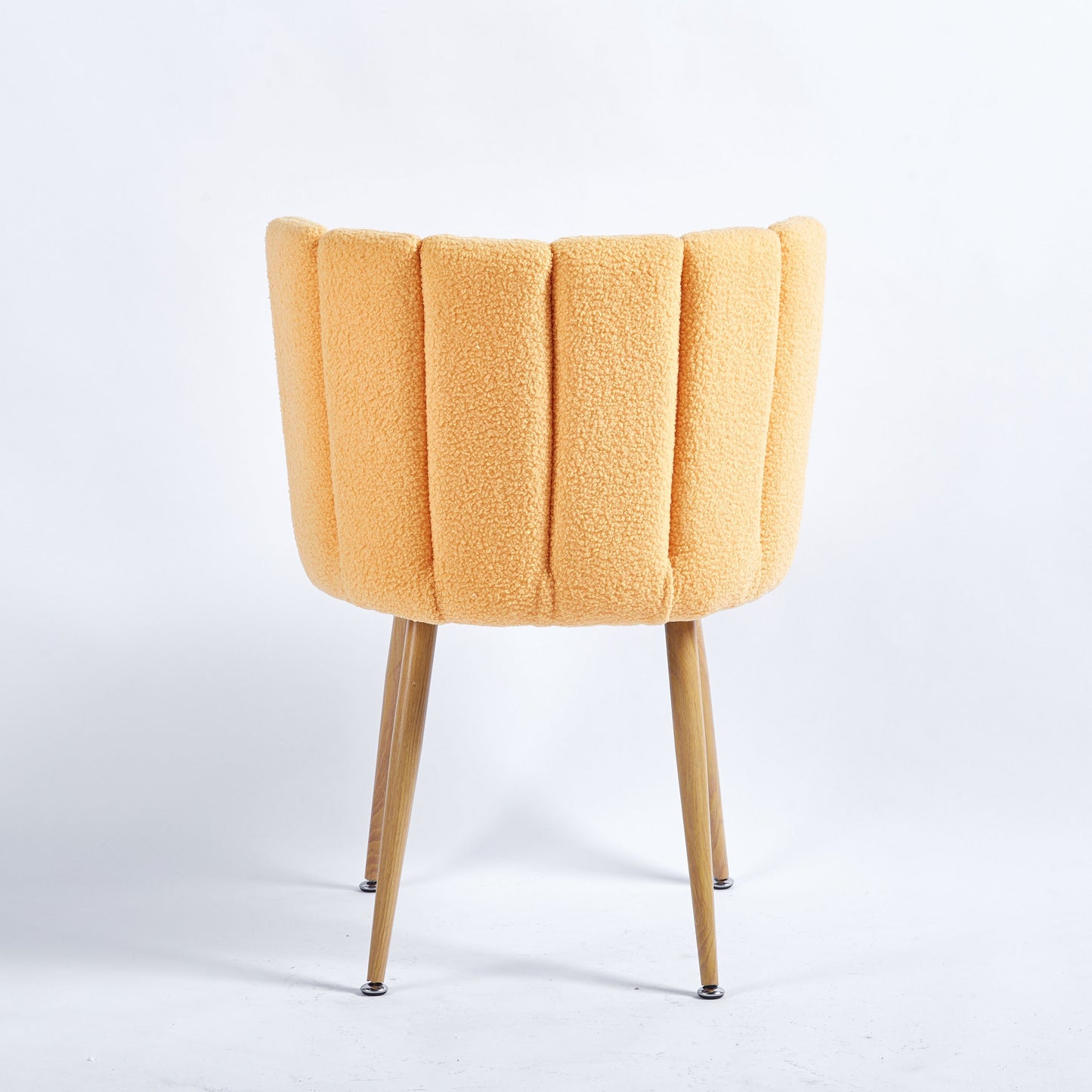 Modern Dining Chair (Set of 2) With Iron Tube Wood Color Legs, Shorthair Cushions And Comfortable Backrest, Suitable For Dining Room, Living Room, Cafe, Simple Structure - Yellow