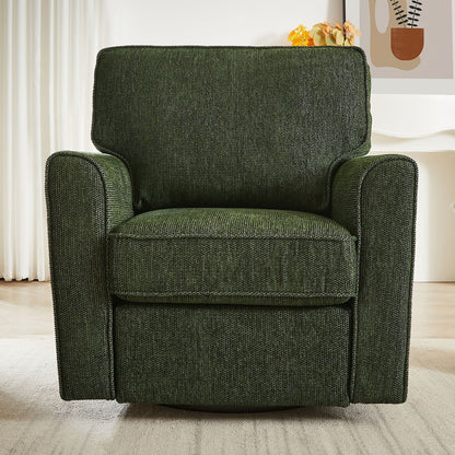 360ÔøΩÔøΩ Swivel Chair Accent Barrel Armchair With Side Pockets, Chenille Upholstery, Compact Size - Green
