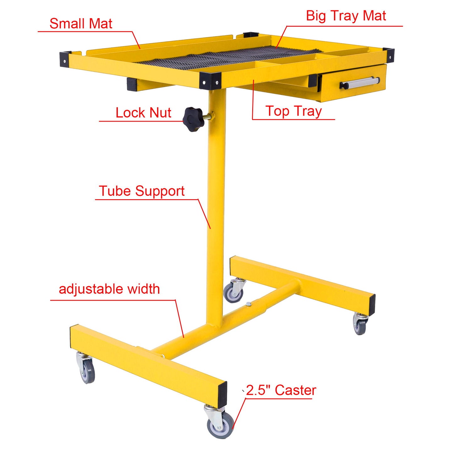 Adjustable Work Table With Drawer - Yellow / Black