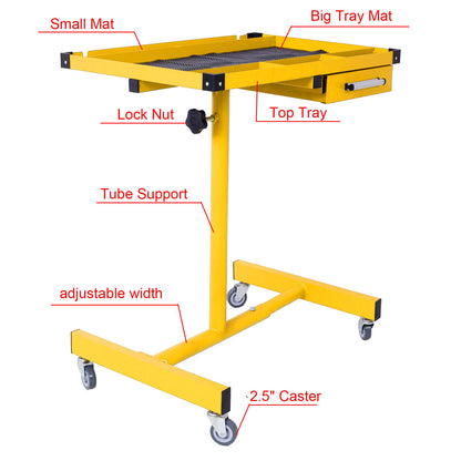Adjustable Work Table With Drawer - Yellow / Black