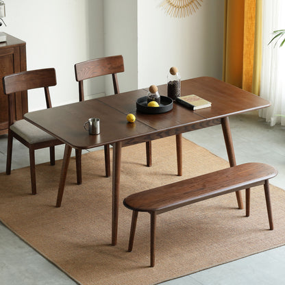 Round Corner Diagonal Leg Telescopic Table, For 6 - 8 People To Meet Dining Table - Walnut