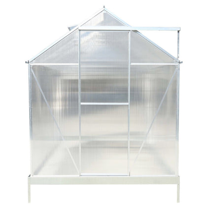 6.3'x10.2'x7' Polycarbonate Greenhouse, Heavy Duty Outdoor Aluminum Walk-In Green House Kit With Rain Gutter, Vent And Door For Backyard Garden - Aluminium