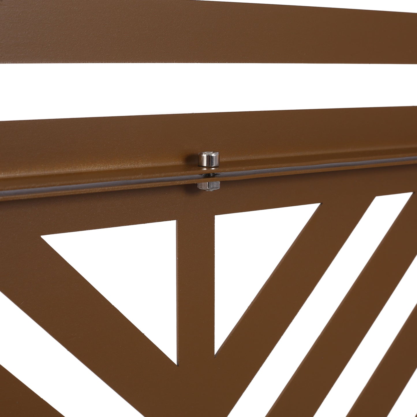 Freestanding Decorative Privacy Screen For Deck Balcony Patio, Metal Privacy Screen - Brown