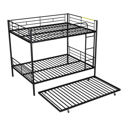 Full Over Full Metal Bunk Bed With Trundle - Black