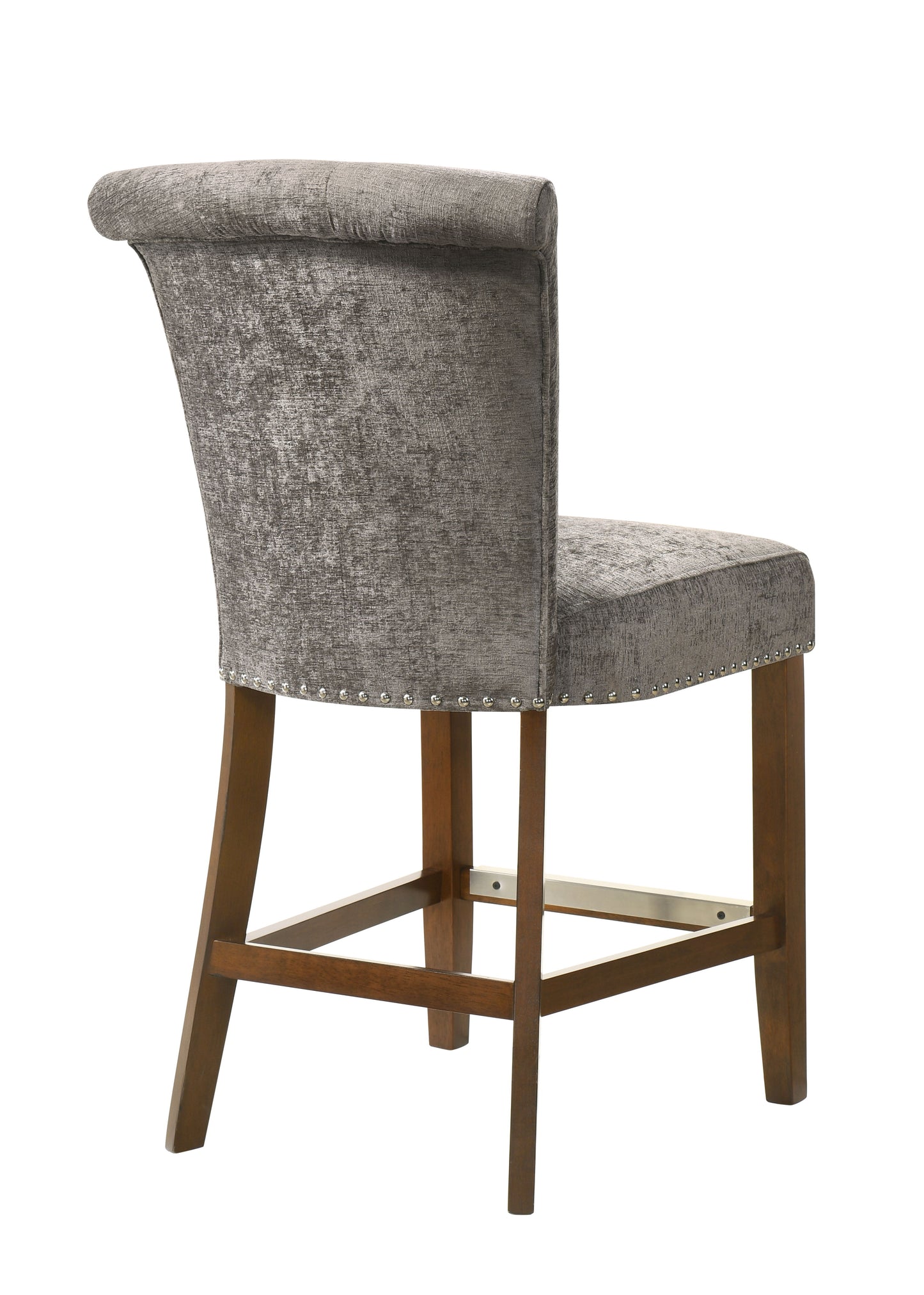 Auggie - Fabric Counter Height Chair With Nailhead Trim - Gray