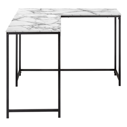 Computer Desk, Home Office, Corner, L Shape, Laptop, Contemporary And Modern - White Marble
