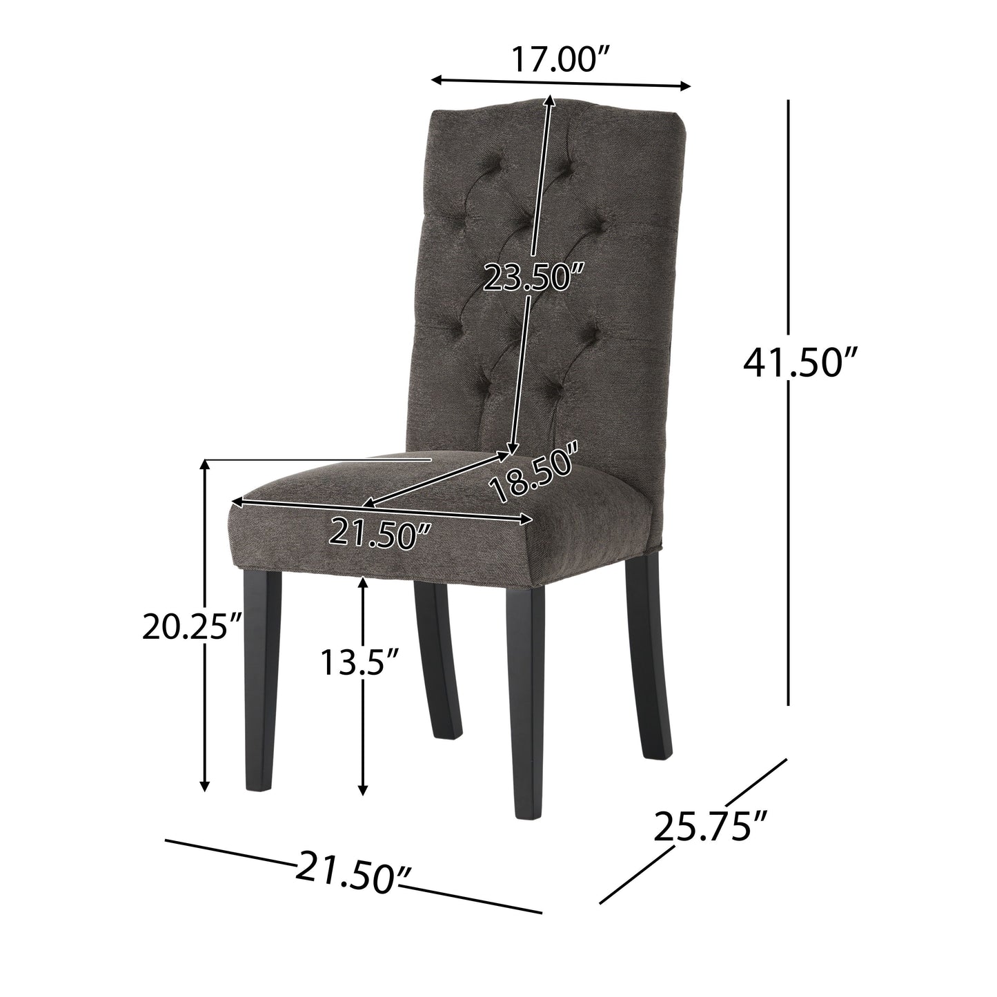 Harriet - Tufted Dining Chair (Set of 2) - Dark Gray