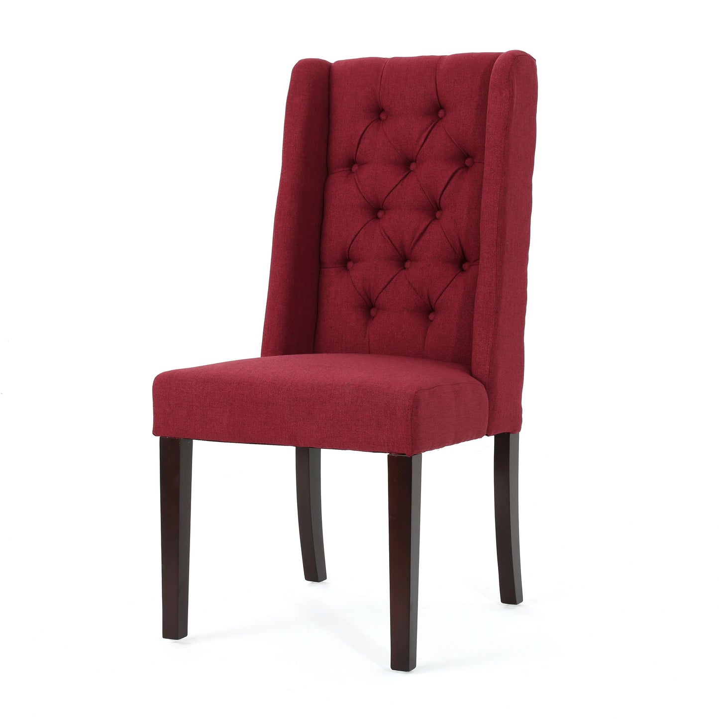 Modern Tufted Dining Chair (Set of 2) With High Back And Birch Wood Legs - Red