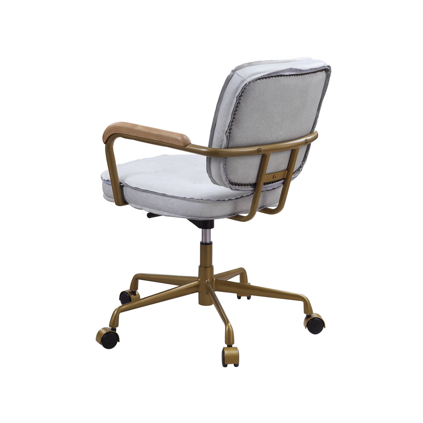 Siecross - Vintage Top Grain Leather Office Chair - Antique White / Gray