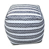 Lani - Handcrafted Fabric Pouf, Durable Cotton Square - Natural / Black