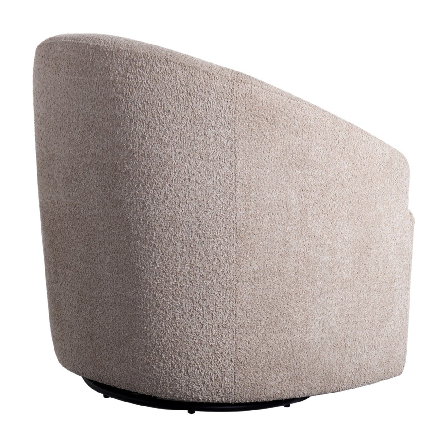Modern Upholstered 360 Degree Swivel Chair Faux Fabric Solid Wood Frame - Beige