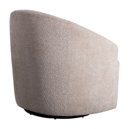 Modern Upholstered 360 Degree Swivel Chair Faux Fabric Solid Wood Frame - Beige