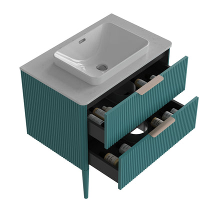Elena - Modern Bathroom Vanity With Sink Luxury Bathroom Vanity With Ample Storage, 2 Soft Close Drawers, 2 In 1 Floating Or Freestanding Design - Blue