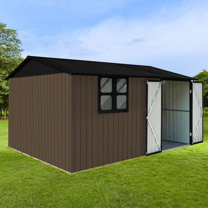 10'x12' Garden Sheds Outdoor Storage Sheds With Window - Brown