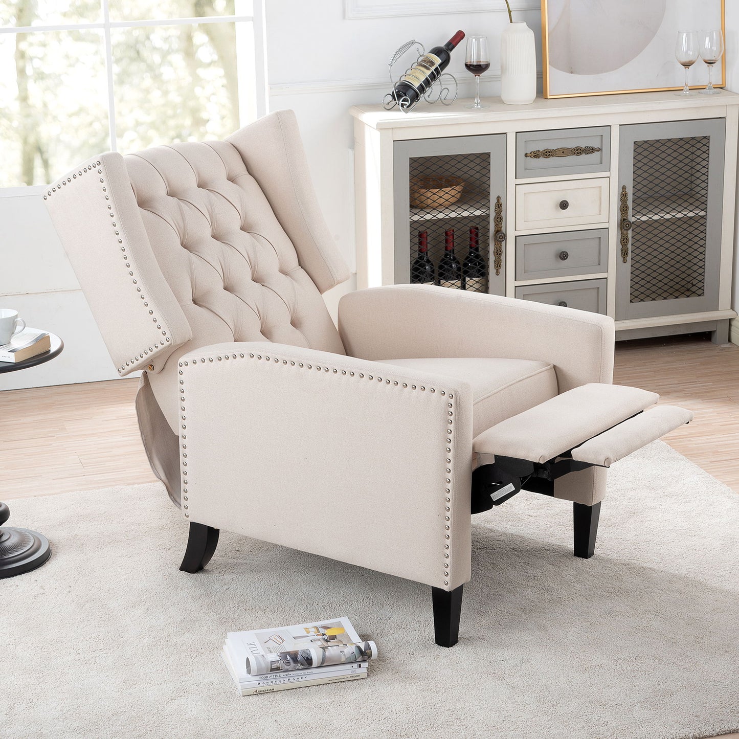 Manual Wing Chair Recliner - Beige