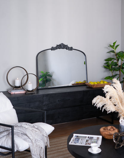 Classic Design Large Arch Mirror And Baroque Inspired Frame For Living Room Bathrrom Enterway Console - Black