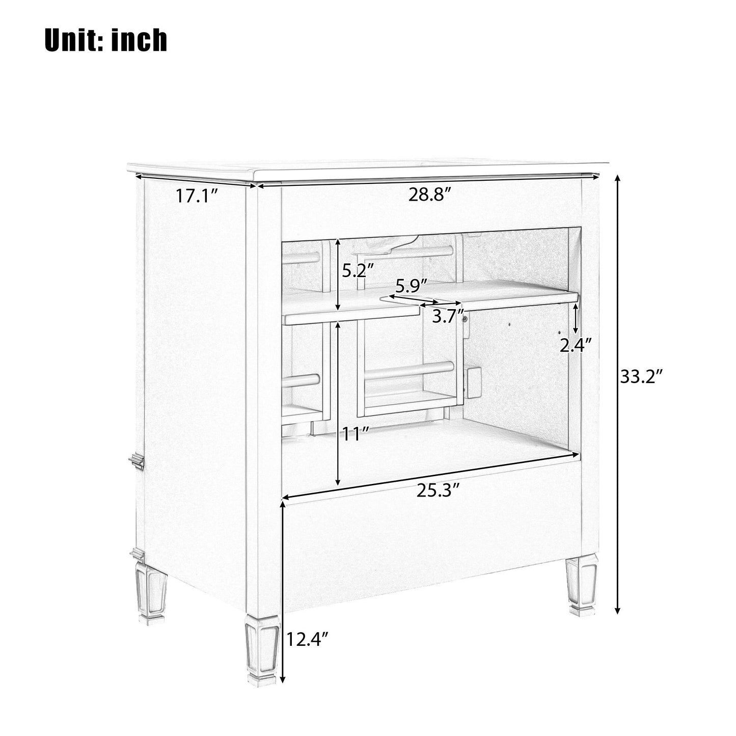 Vintage Style 30" Bathroom Vanity With Sink, Multi Functional Storage, Soft Closing Door - Gray
