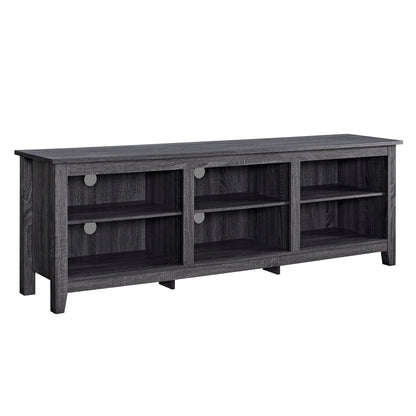 Modern Transitional 3 Shelf Open Storage 70" TV Stand For 80" TVs - Charcoal