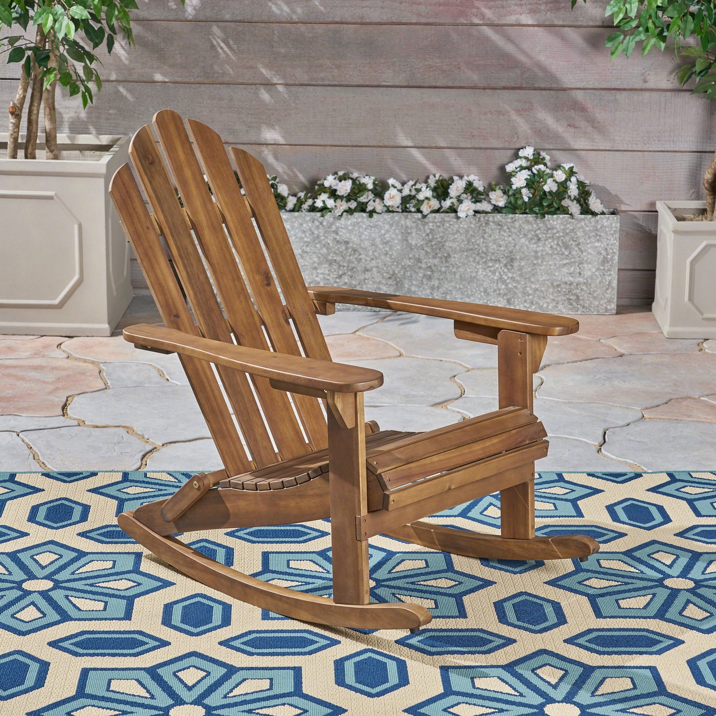 Echoes - Outdoor Acacia Wood Adirondack Rocking Chair - Dark Brown