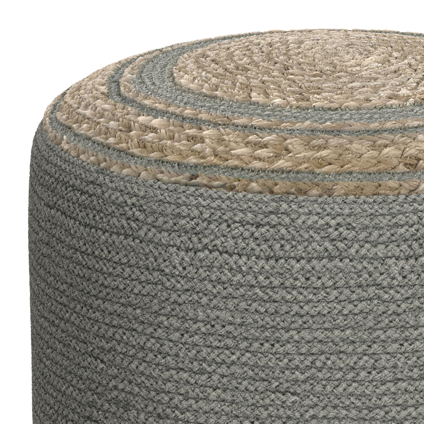 Serena - Round Braided Pouf - Dove Gray