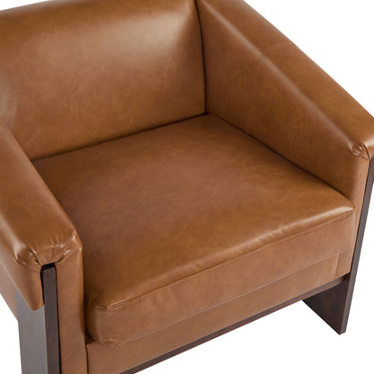 Sierra - Vintage Modern Accent Chair, Deep Cushions & Wide Armrests - Brown