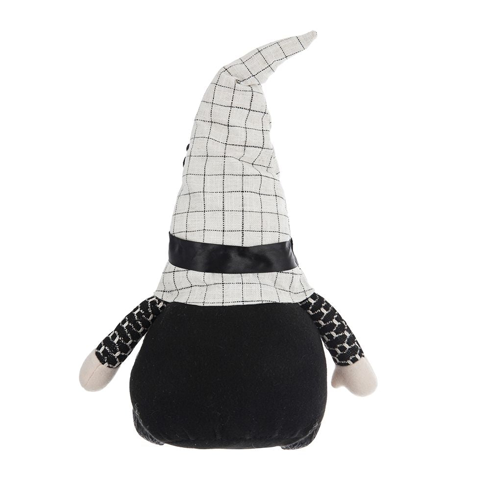 Sitting Gnome With Hat Spider, For Halloween Decor (Set of 2) - Black White