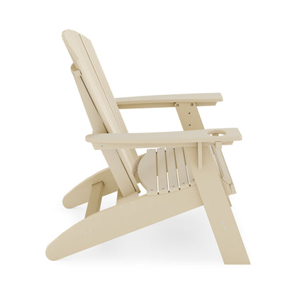 Adirondack Chair Sturdy HDPE Poly Lumber For Poolside, Patio, And Garden Relaxation - Beige